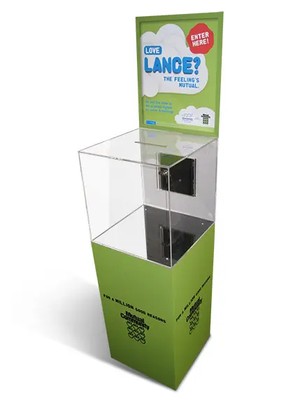 Mutual Community 'Love Lance?' entry box with an 'Enter here!' badge on a green plinth