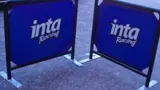Square outdoor cafe barriers with printed panels