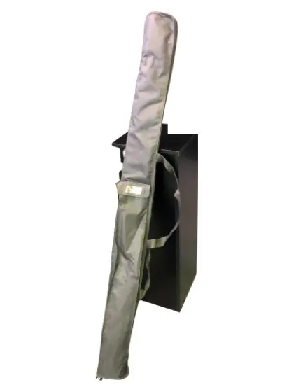 Long grey flag carry bag with a shoulder strap and clear front label pocket