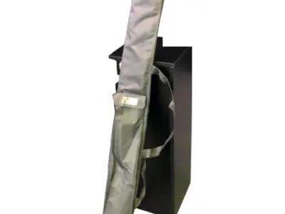Long grey flag carry bag with a shoulder strap and clear front label pocket