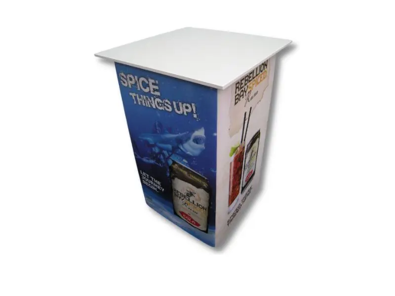 Most popular: white table with interchangeable graphic wrap