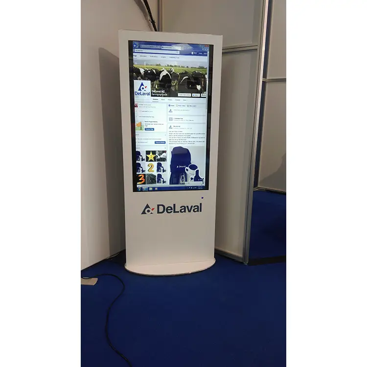Portable digital kiosk running advertisements from the corner of a stand