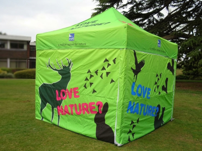 Outside side walls and canopy fully branded