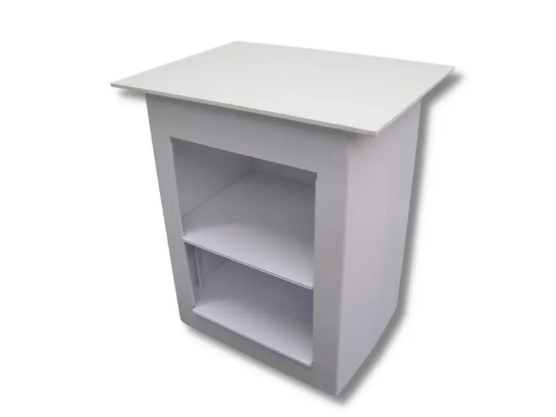 Rear view of Presenter table showing extra shelf