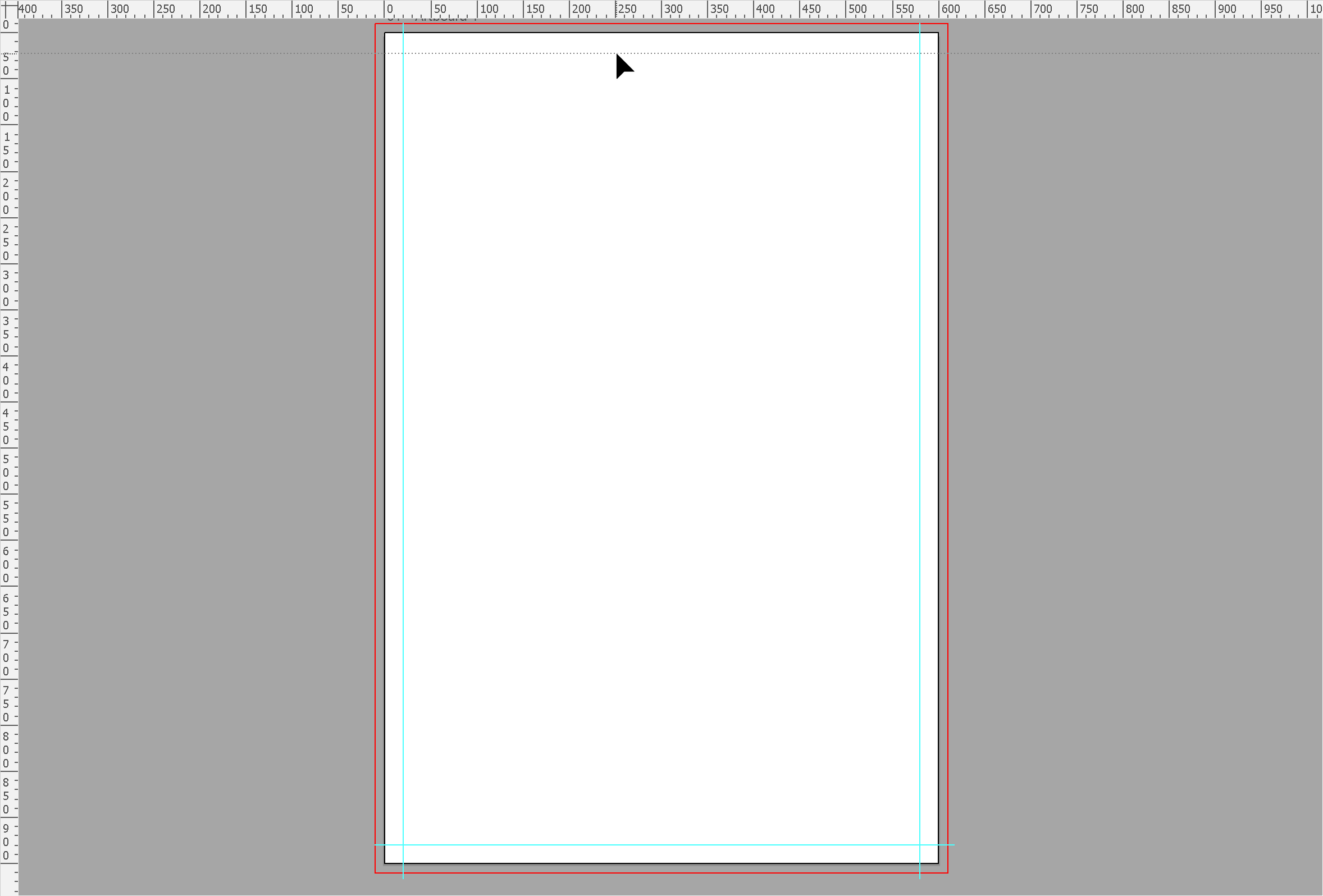 Illustrator artboard with ruler guides marking a safe area inside the trim