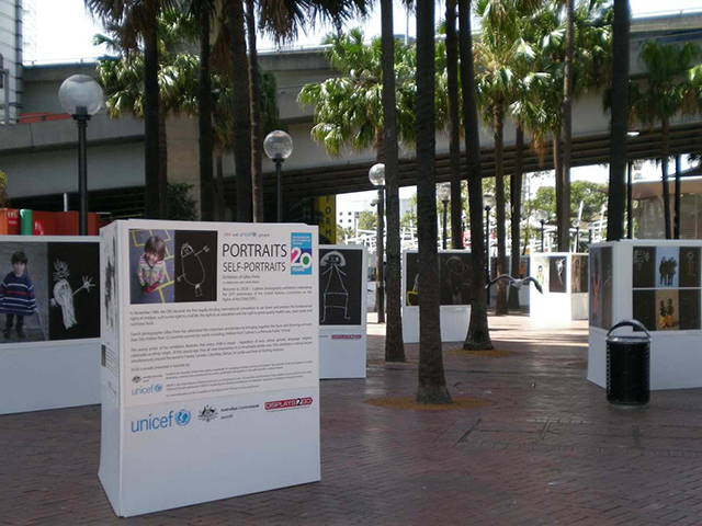 Unicef Outdoor Signage in Darling Harbour Sydney