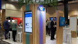 Display stand for exhibitions with slatted screen towers