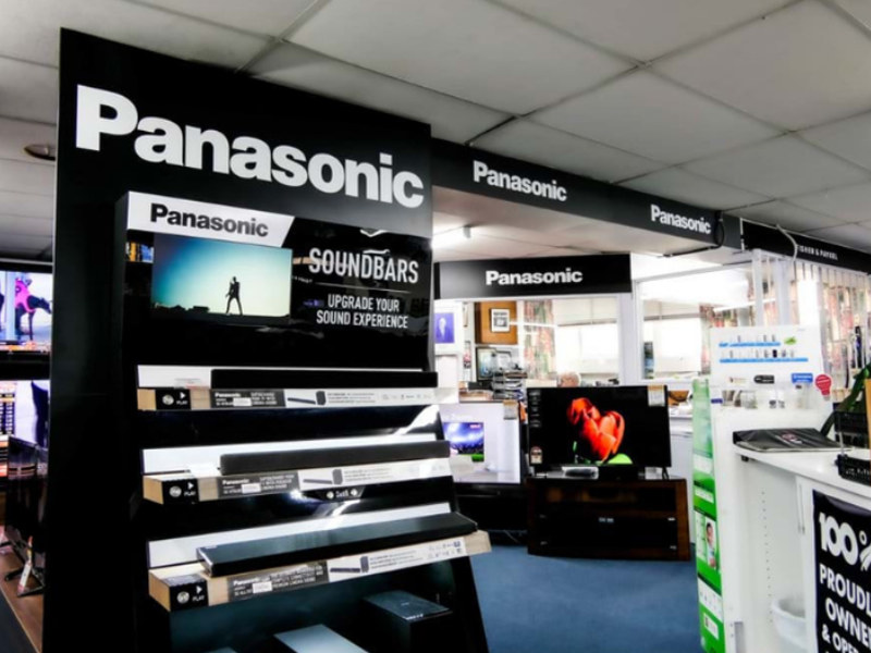Panasonic soundbar retail display stand