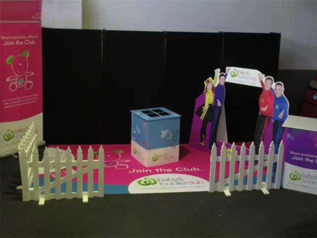 Life-size Wiggles cut-outs inside a low picket fence for the Woolworths Baby & Toddler Club