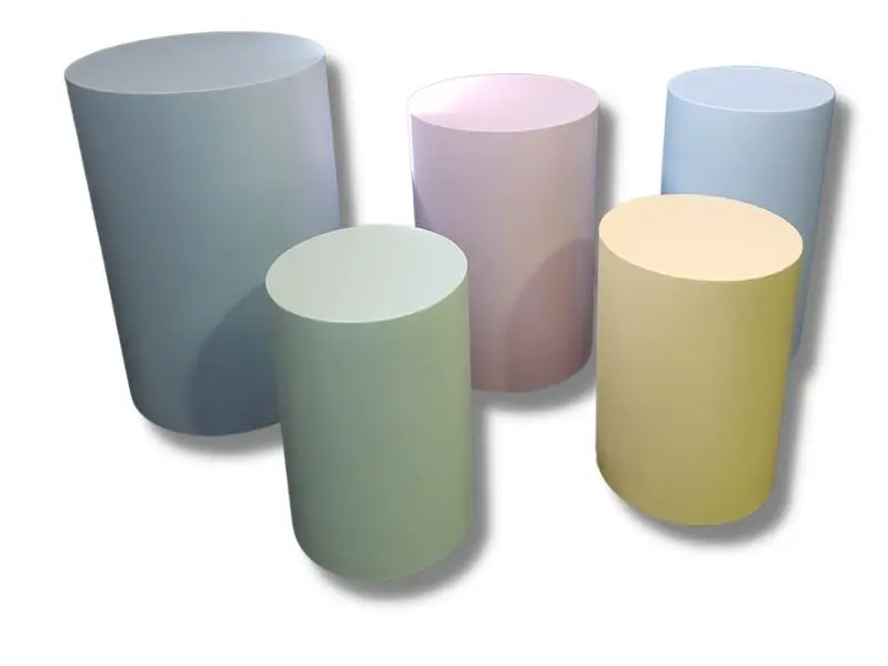 Round timber plinths made in a size to suit you, with painted finishes
