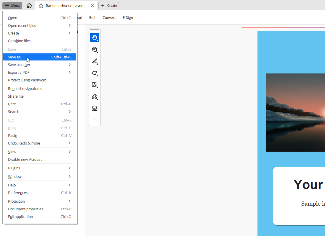 How do I flatten a PDF for printing in Acrobat?