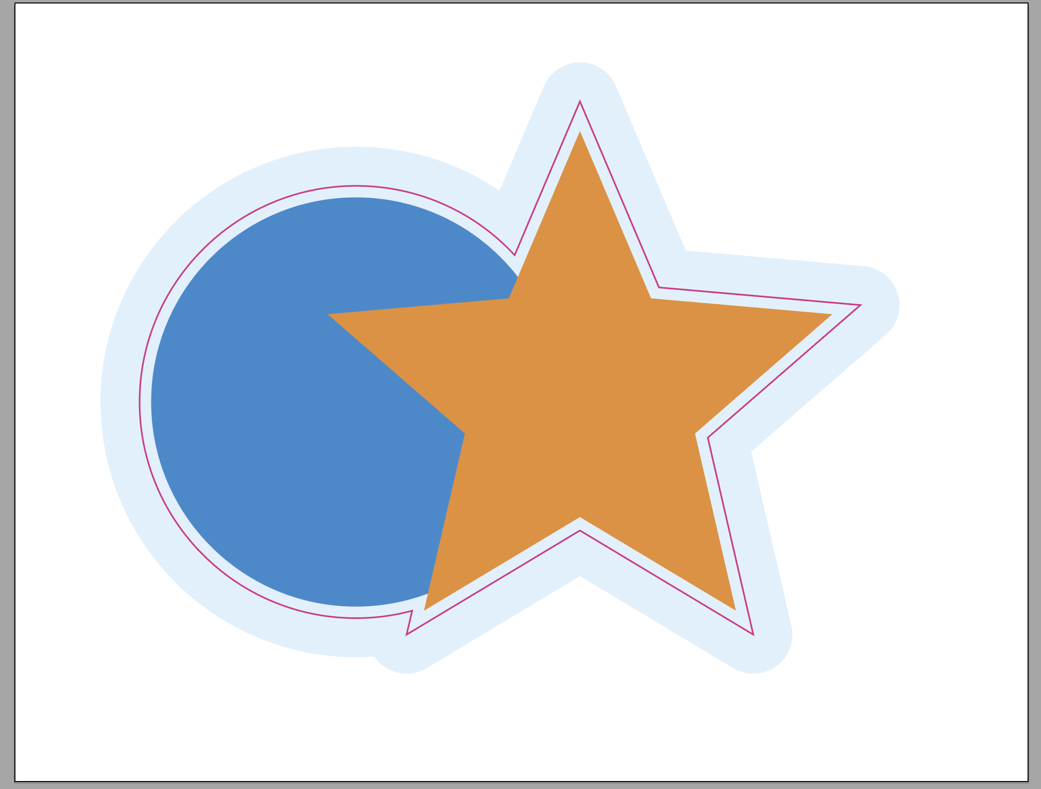 Illustrator artboard with a shaped decal whose artwork runs past the magenta cut line