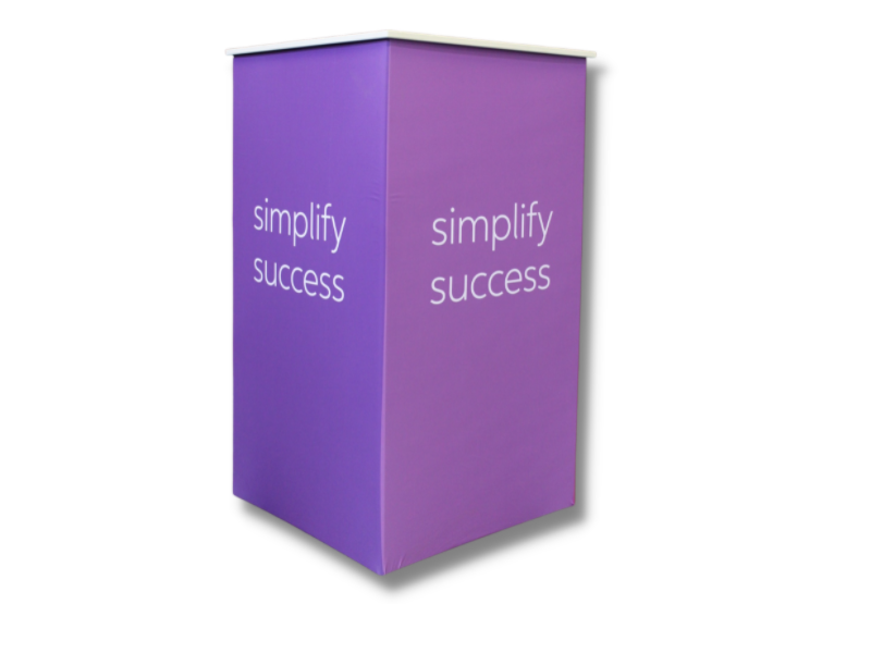 Plinth bases can be completely covered in graphics