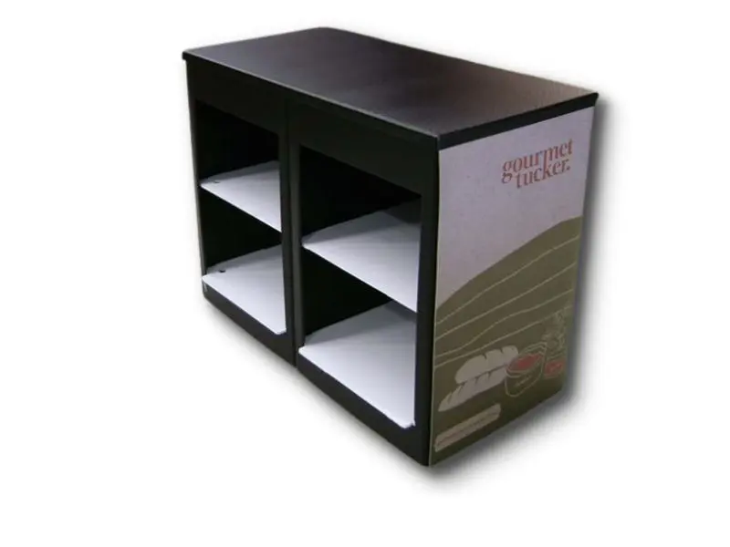  Rear view of table showing optional extra pair of shelves 