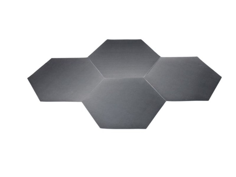Tiles cut to hexagonal shape and nested together