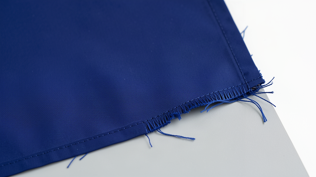 Frayed hem at the edge of a fabric flag