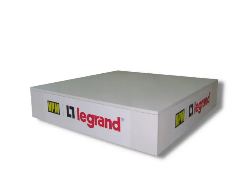 Printed and computer-cut logos added to plinth