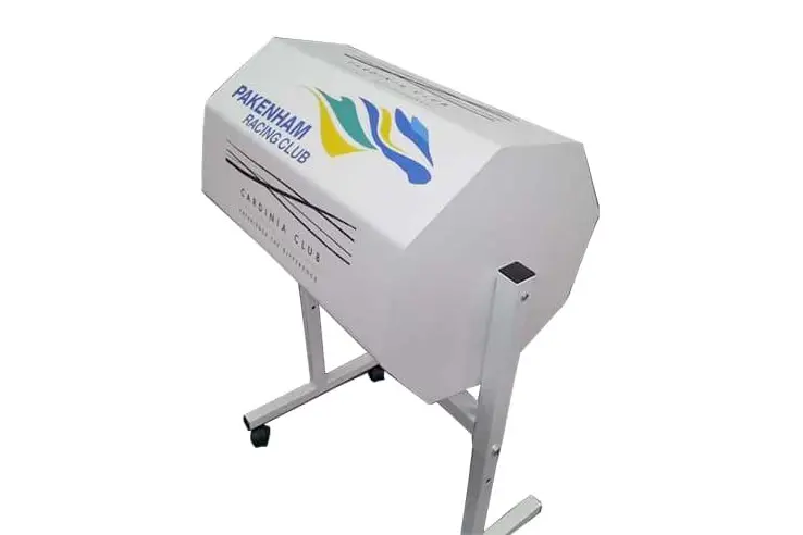 Floor standing raffle barrels