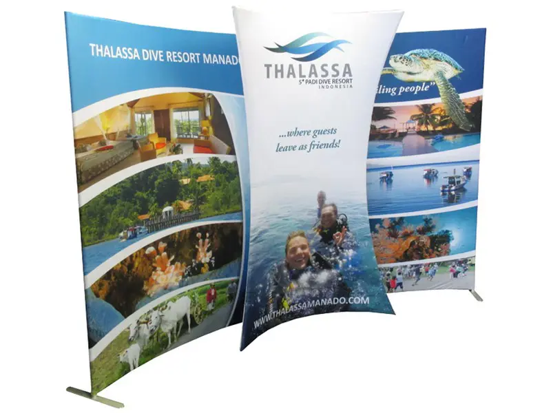 Thalassa Dive Resort branded curved fabric exhibition wall (1)