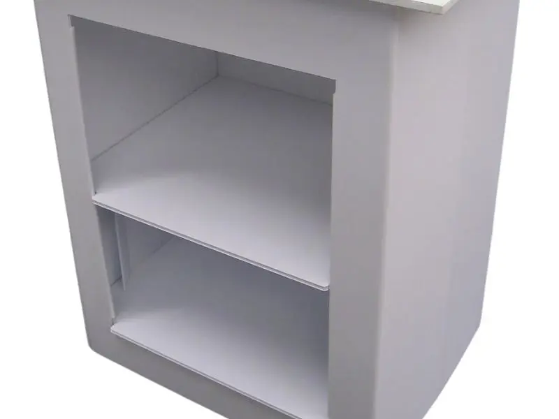 Extra shelves fitted inside a Presenter demonstration table