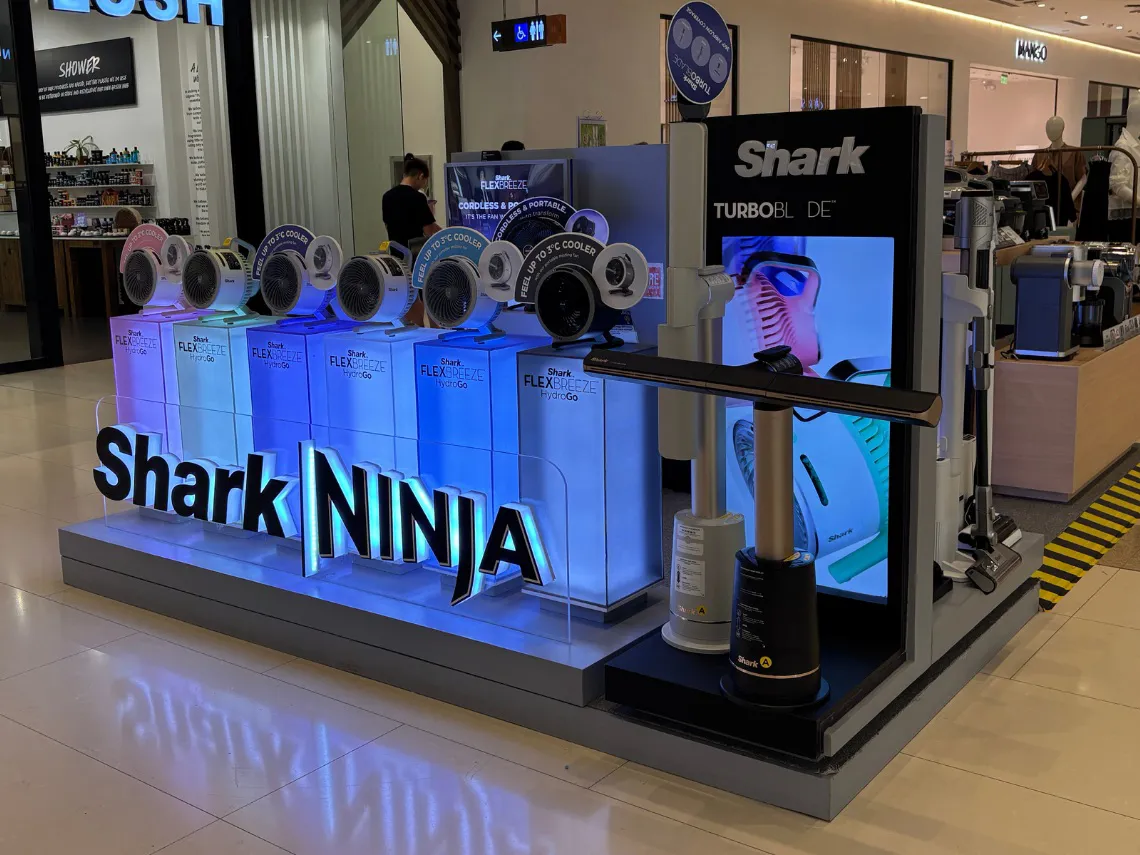 SharkNinja retail display in a shopping centre