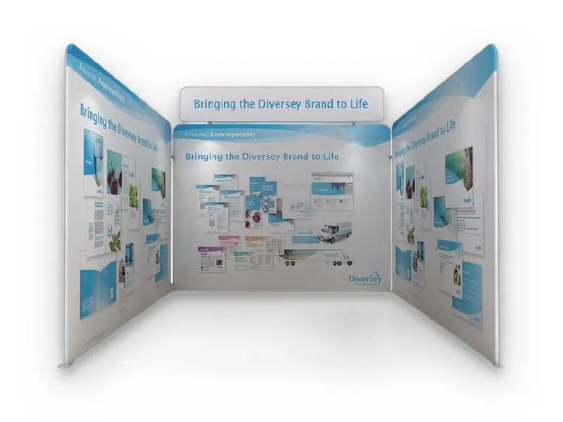 Superwalls used to form exhibition walls in a 3m x 3m trade show booth
