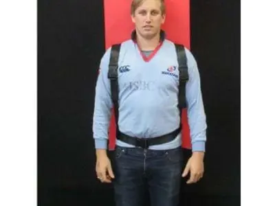 Promoter with a red Medibank For Better Health backpack banner rising above head height
