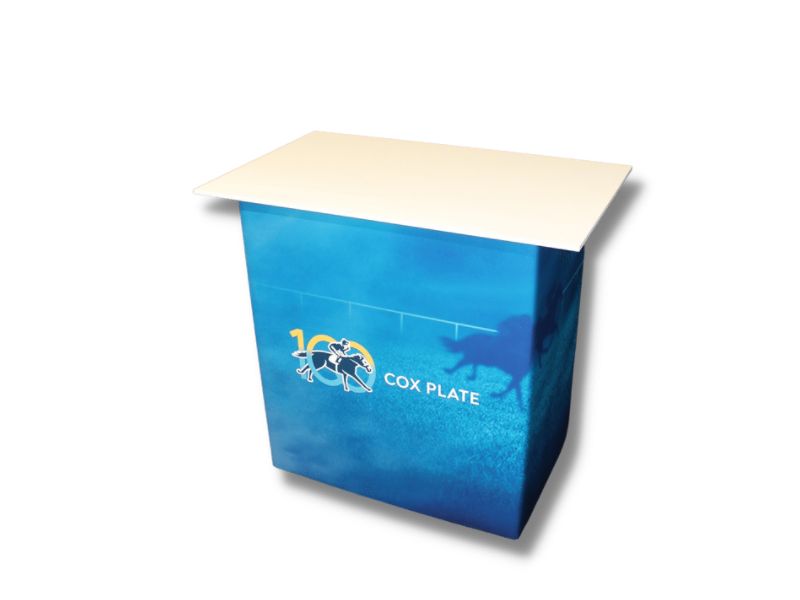 Most popular: white table with interchangeable graphic wrap