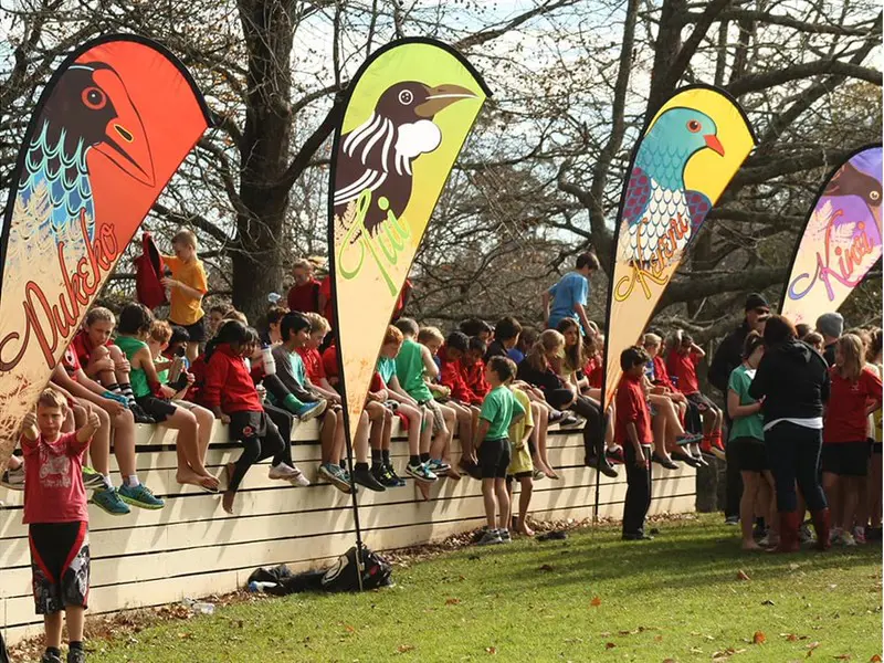 3.3m high Teardrop flags at a school sports day