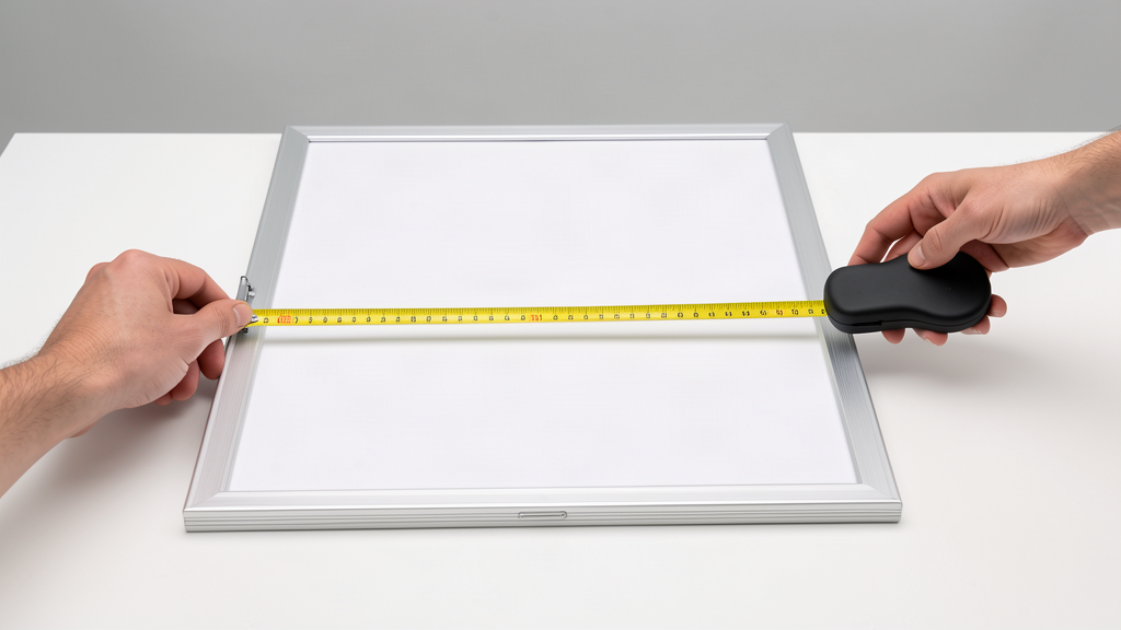 Measuring the backing board of an open snap frame