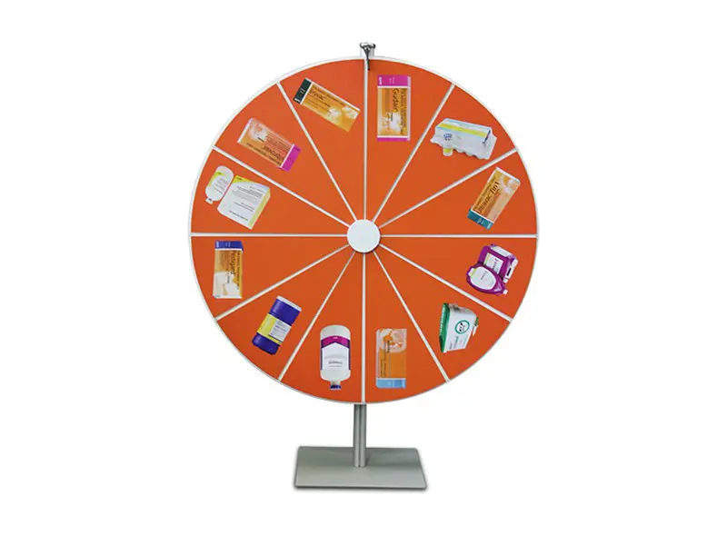 Prize wheel 1.5m high with customised 1200mm diameter wheel