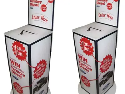 Ford Territory Diesel prize entry boxes with 'Enter Here' headers and car graphics