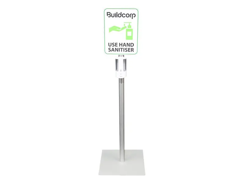 Buildcorp branded slimline sanitiser station (1)