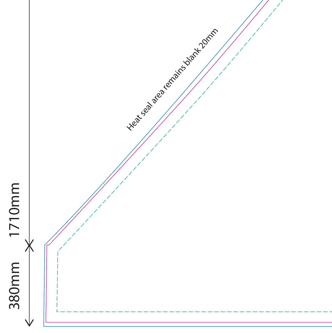 Close-up of the green, magenta and blue lines on a marquee canopy template in Illustrator